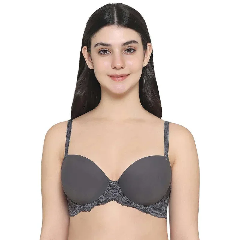 Balcony & Beyond Padded Wired Half Cup Everyday Wear Smooth Finish Fashion Bra - Grey