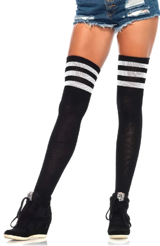 Black Athlete stockings with white stripes