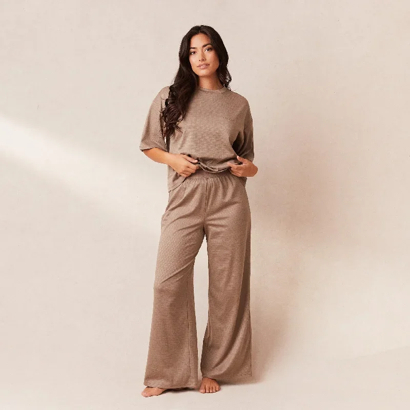 Classic Fleece Oversized Pajama Trousers - Fawn