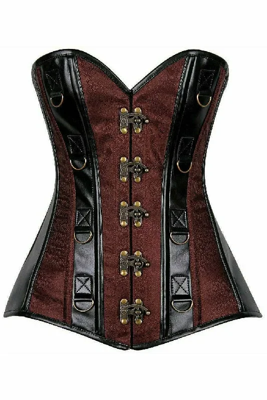 deluxe-brown-brocade-faux-leather-steel-boned-corset