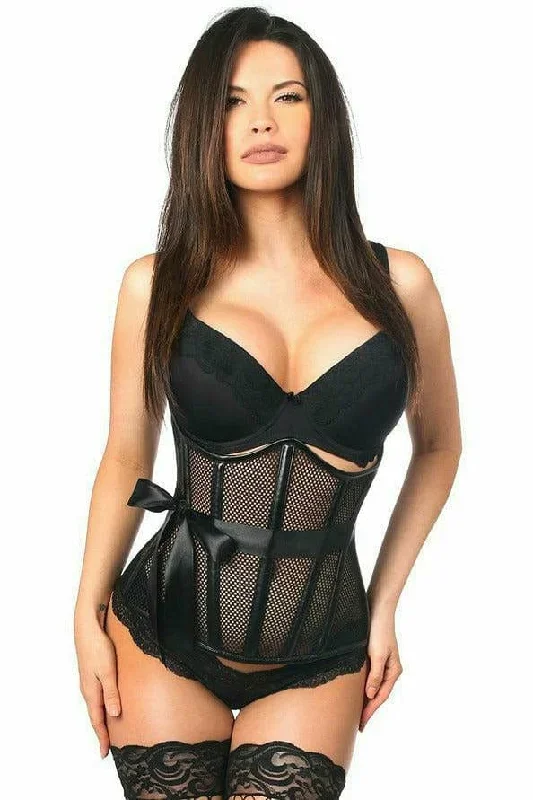 Deluxe Fishnet & Faux Leather Steel Boned Underbust Corset