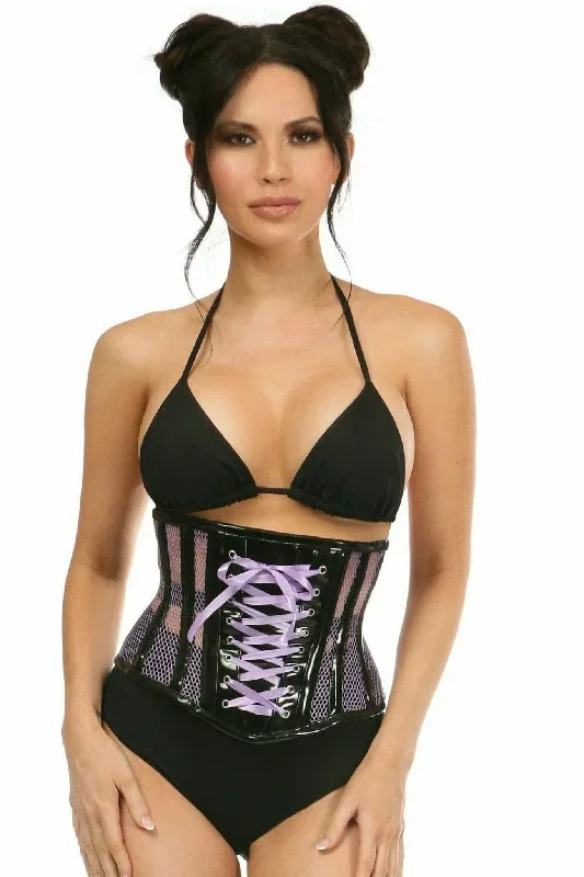 Deluxe Purple Patent & Fishnet Underbust Corset