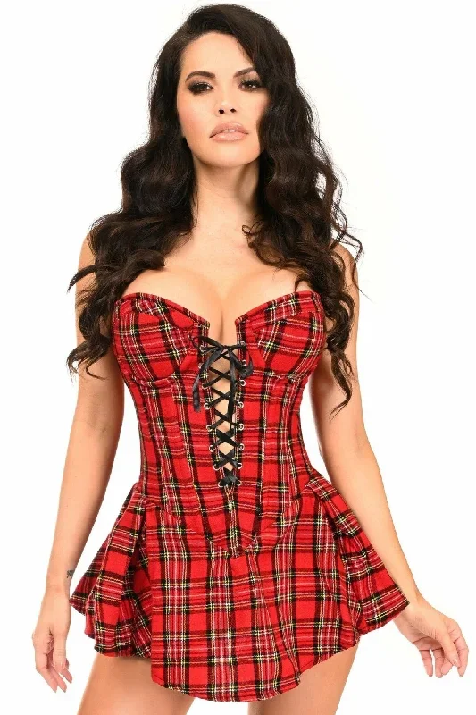 Deluxe Red Plaid Steel Boned Corset Dress