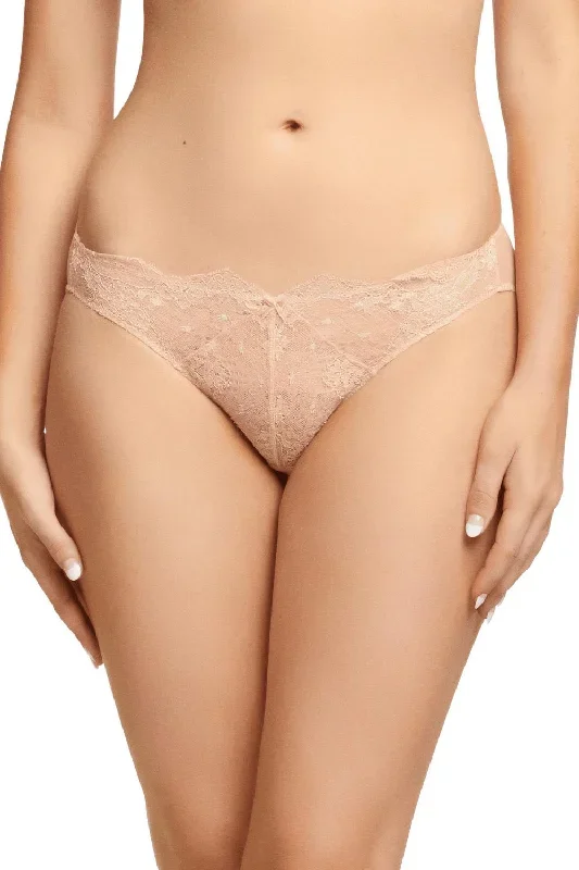 Dita Von Teese Lurex Lace Bikini Panty Vintage Peach