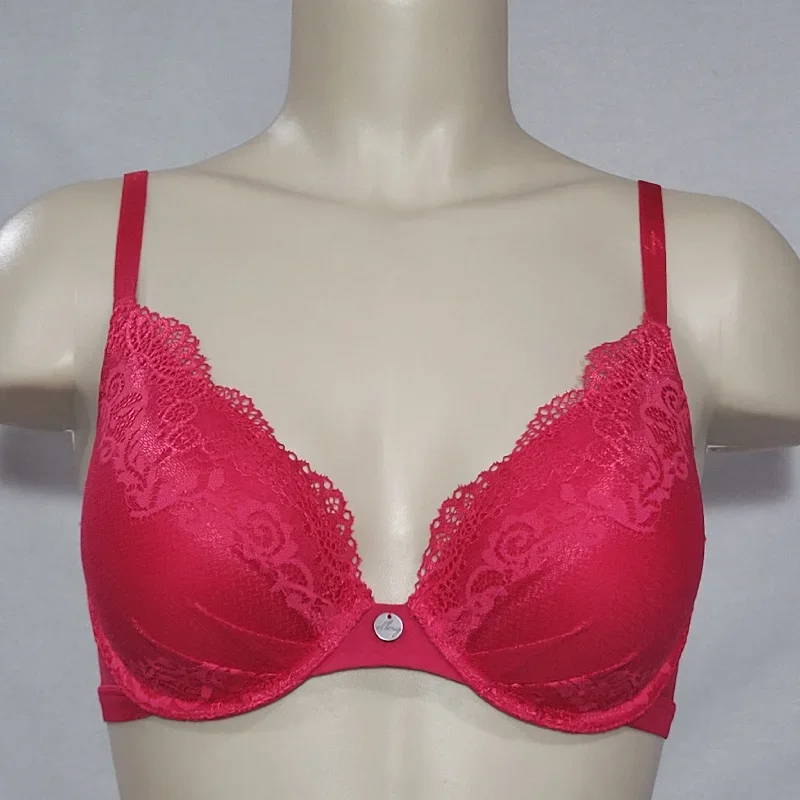 DKNY 453237 Perfect Profile Push-Up T-Shirt Underwire Bra 32B Red NWT