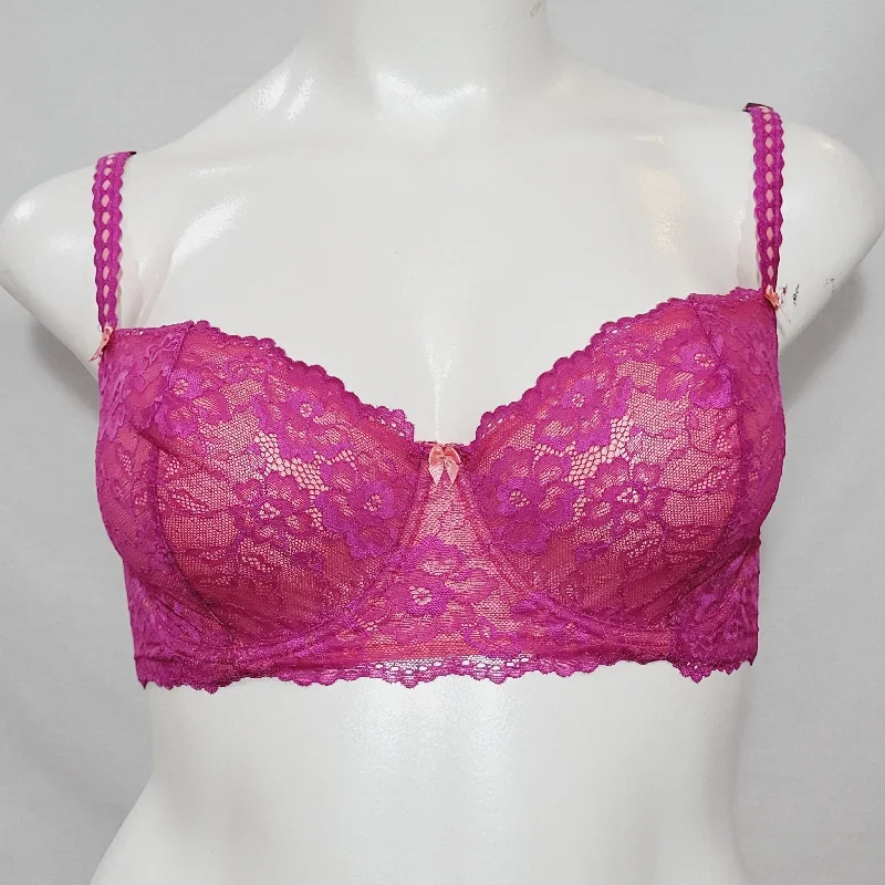 Felina 5894 Harlow Sheer Lace Full Busted Demi Underwire Bra 36D Wild Aster