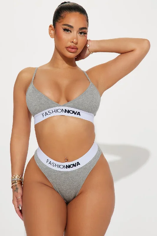 FN Mood Bralette And Thong Set - Heather Grey