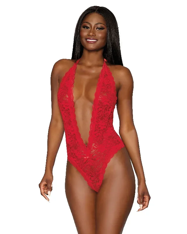 Dreamgirl Heart Back Deep V-Neck Teddy