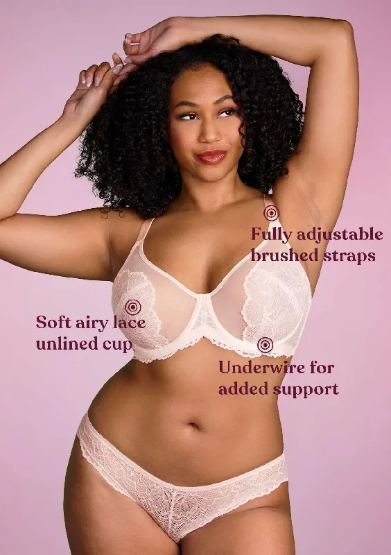 HSIA Blossom-Pink Unlined Lace Bra