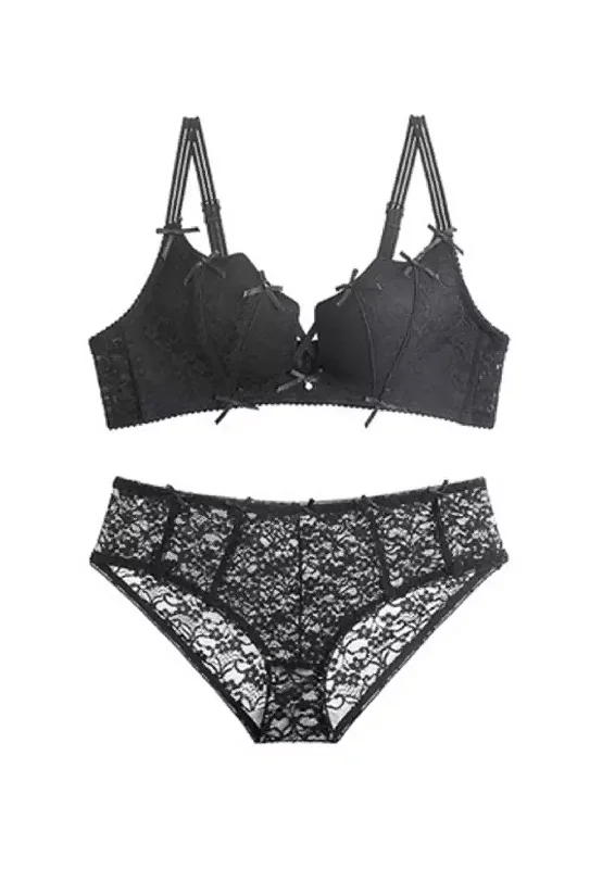 Jezel Push-Up Lace Bra Set (Black)