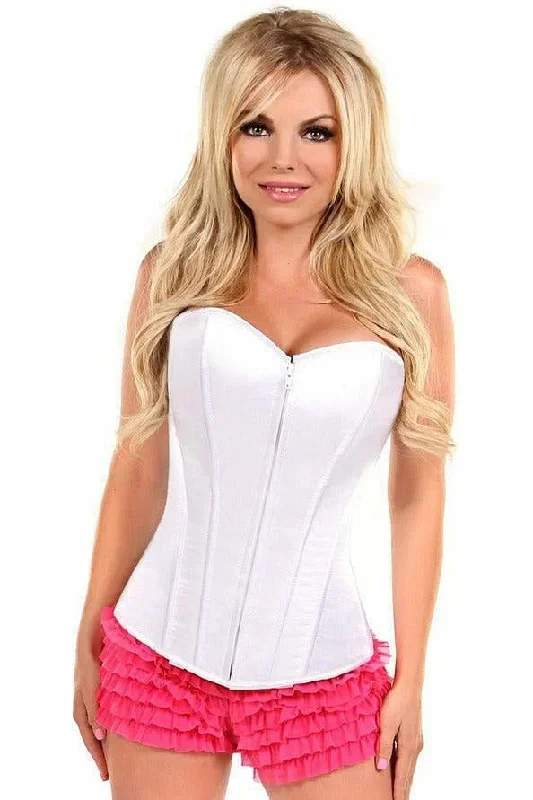 Lavish White Sweetheart Front Zipper Corset