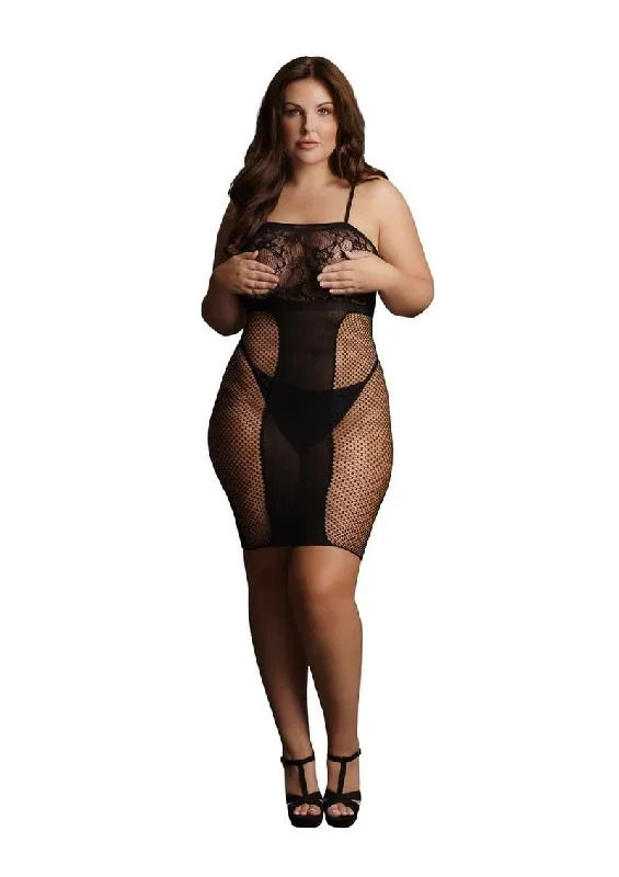 Le Desir Knee-Length Lace and Fishnet Dress