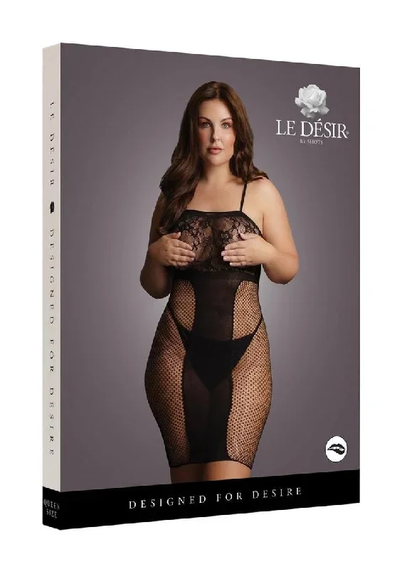 le-desir-knee-length-lace-and-fishnet-dress