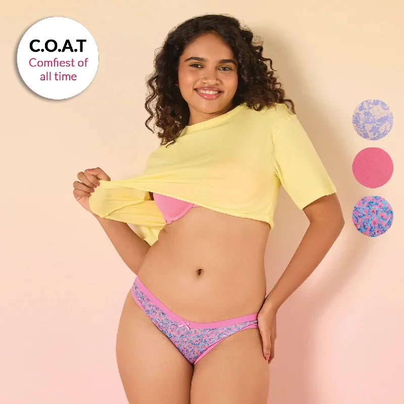 Lola & Mae  Pack of 3 C.O.A.T Cotton Printed Bikini - Assortment 1 LMP1013