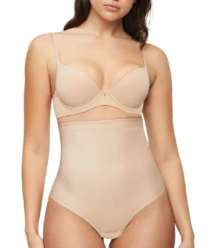 Nancy Ganz X-Factor High Waisted Thong - Warm Taupe