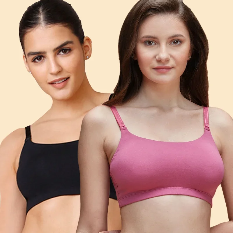 Nykd by Nykaa Easy Breezy Slip on Bra PO2 NYB165 Black and Rose