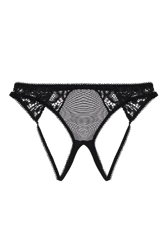 Black Lace And Mesh Ouvert Brief