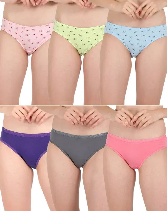 Assorted Super Soft Mid Rise Regular Panties - Combo of 6