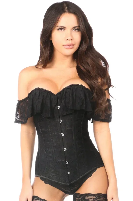 Sexy Black Lace Off-The-Shoulder Corset