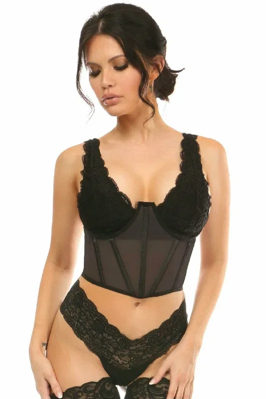 Sexy Black Mesh Open Cup Waist Cincher