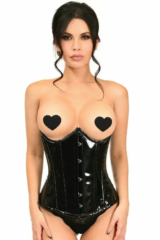 Sexy Black Patent PVC Underwire Underbust Corset