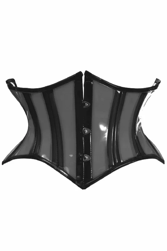 Sexy Clear Black Curvy Cut Mini Cincher Corset