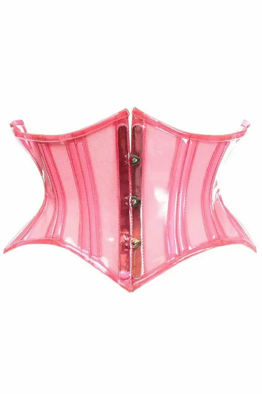 Sexy Clear Pink Curvy Cut Mini Cincher Corset