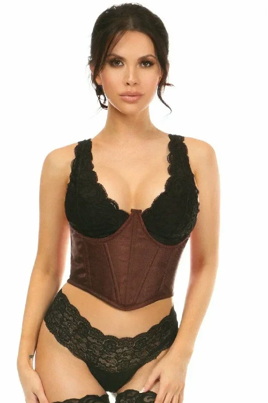 Sexy Dark Brown Brocade Open Cup Waist Cincher