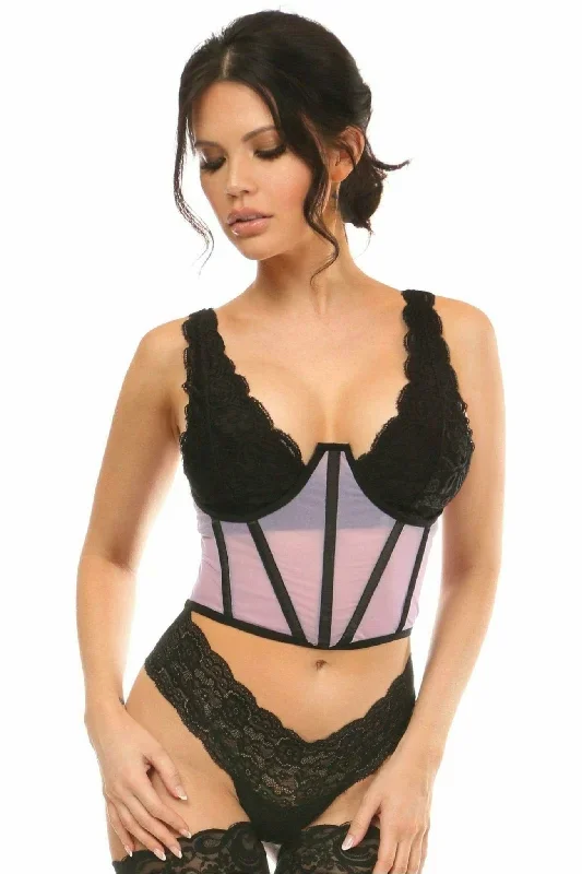 Sexy Lavender Mesh Open Cup Waist Cincher