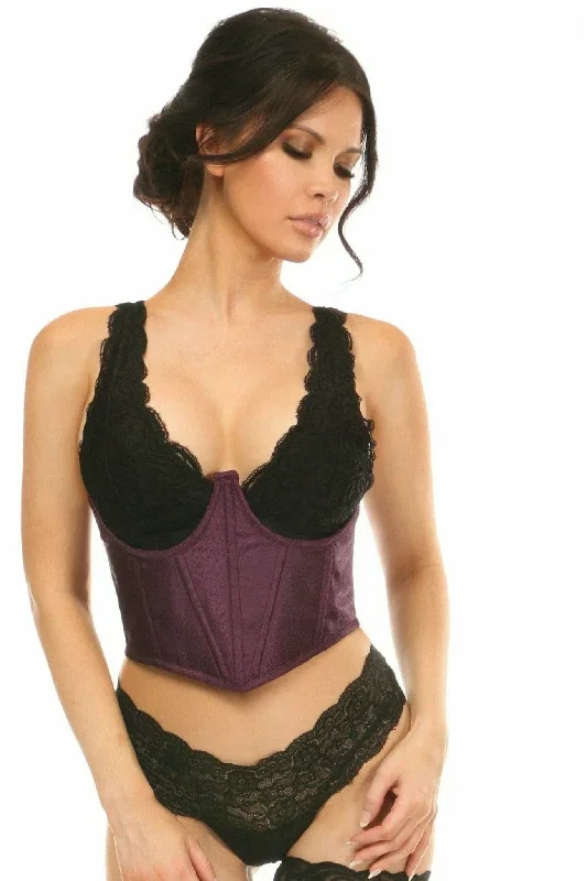 Sexy Plum Brocade Open Cup Waist Cincher