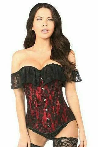 Sexy Red Lace Off-The-Shoulder Corset