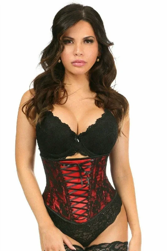 Sexy Red Lace-Up Under Bust Corset with Black Lace