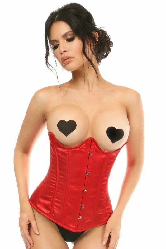 Sexy Red Satin Open Bust Underwire Underbust Corset