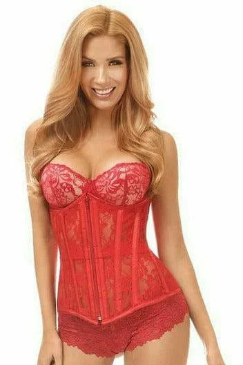 Sexy Red Sheer Lace Under Bust Corset