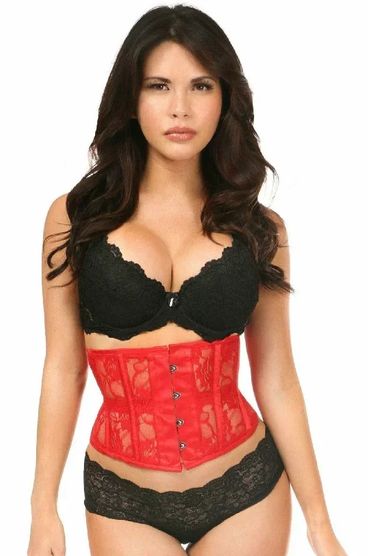 Sexy Red Sheer Lace Waist Cincher Corset