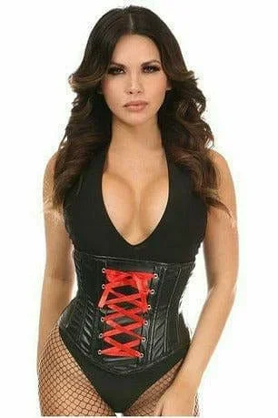 Sexy Wet Look Faux Leather Lace-Up Under Bust Corset