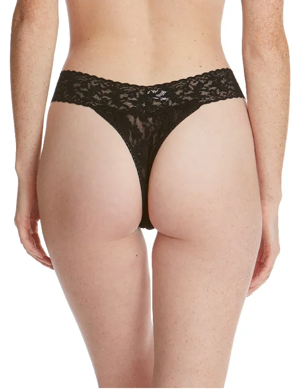 Signature Lace Original Rise Thong Black