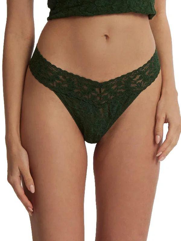 Signature Lace Original Rise Thong Vines Green