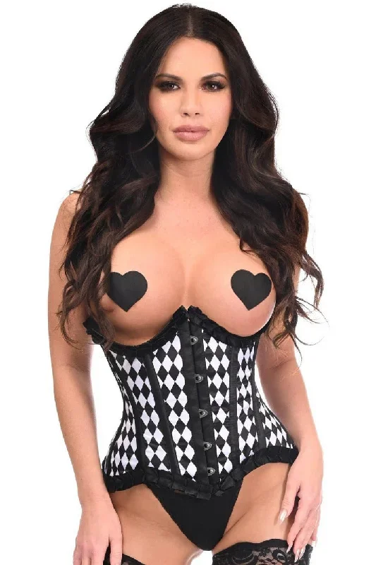 Steel Boned Diamond Print Underwire Waist Cincher