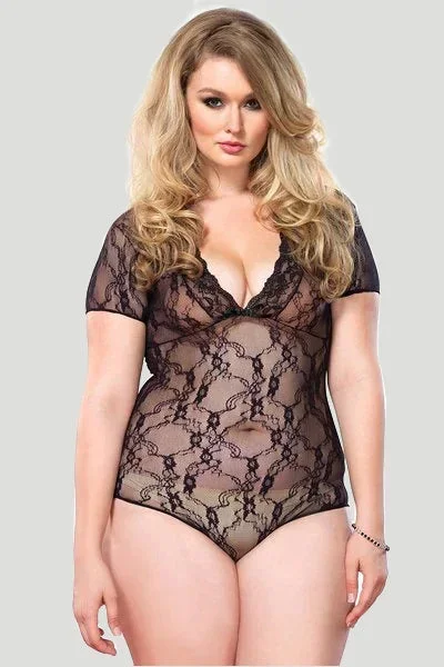 TEDDY DE ENCAJE FLORAL LACE ESPALDA EN V